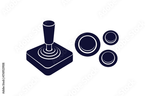Retro gaming joystick and colorful buttons vintage arcade controller illustration
