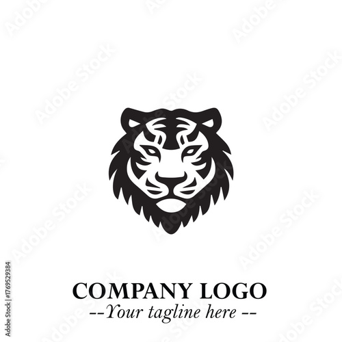 Head of Tiger Logo Symbol in Black on the White Background with Bold and Minimalist Style