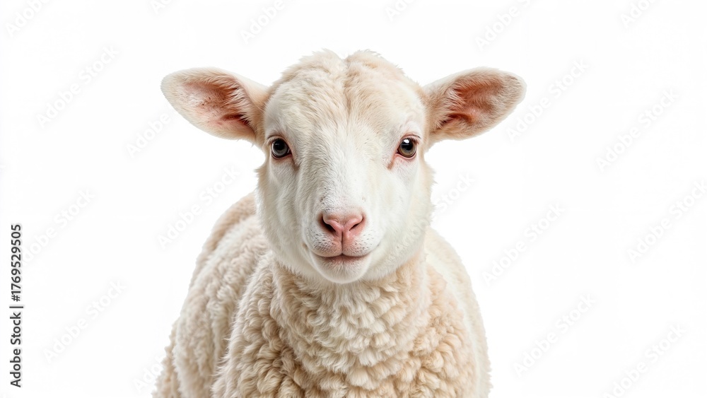 Fototapeta premium Lamb standing in front of white background