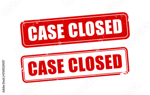 Case Closed Rubber Stamp Set Red Grunge Design for Legal Justice Final Decision Icon