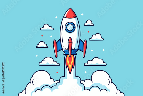 cartoon rocket in space