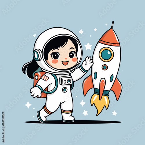 A playful depiction of a cute astronaut using a toy rocket as a makeshift surfboard on a wave of moon dust, laughing as they ride across the lunar surface with a group of giggling space critters.