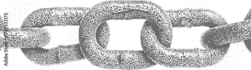Vector chain featuring interlocking grey chain links textured with dots metal connection. Scalable design...