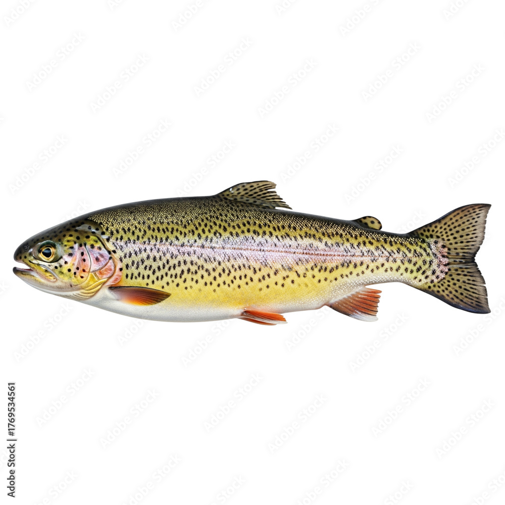 Naklejka premium Beautiful rainbow trout isolated on transparent background, a popular game fish