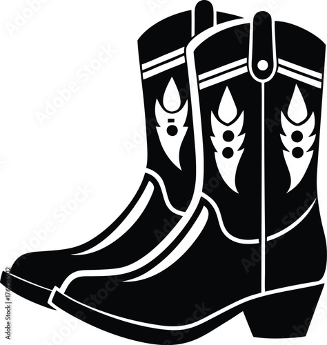 Cowgirl boots vector black silhouette