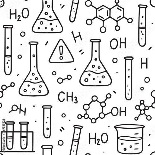 Minimal Two-Color Physics Doodle Illustration Vector Set