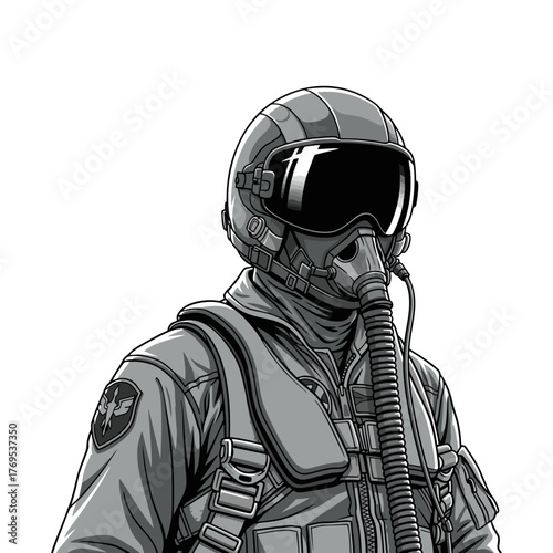 vector illustration of a fighter pilot with a white background