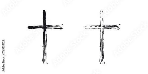 Set hand drawn cross. Vector cross. The cross is made with a brush.
