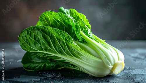 Fresh Bok Choy on Dark Background