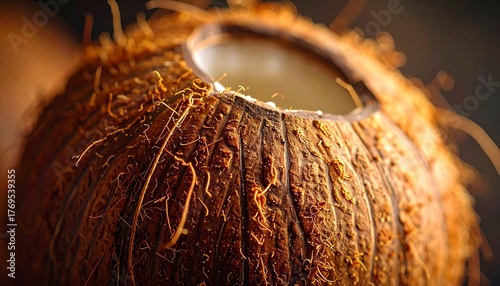 Close-Up of a Cut Open Coconut