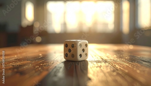 Close-Up of Dice on Wooden Table