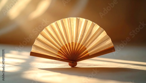 Elegant Folding Fan with Delicate Light and Shadow