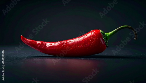 Close-Up of a Red Chili Pepper with Water Droplets