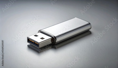 Studio Shot of a Silver USB Flash Drive