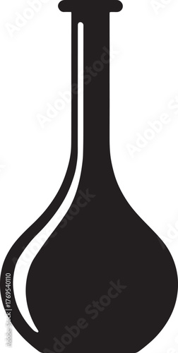 Elegant black and white laboratory flask illustration for science concepts