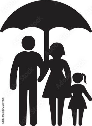 Family under umbrella icon insurance protection and safety concept illustration