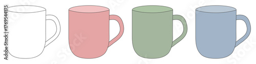やさしい色のマグカップ4色セット