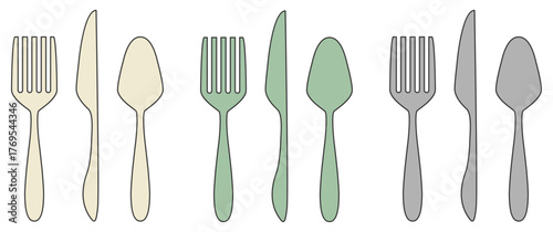 ナイフ・フォーク・スプーンのカラーバリエーションセット