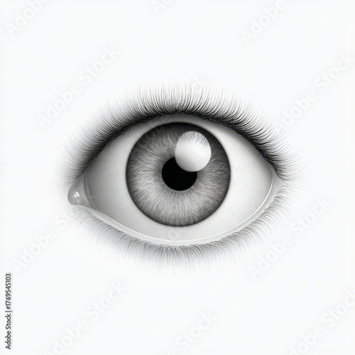 Realistic human eye in a detailed sketch style, monochrome, representing vision and perception