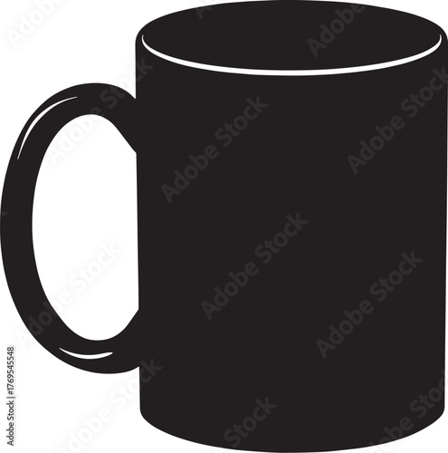 Simple Black Coffee Mug Illustration Ideal for Design Templates and Mockups