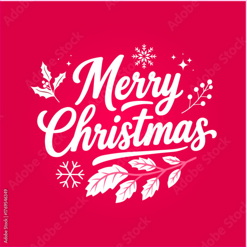 Elegant Merry Christmas Typography with typical Christmas elements. A simple Merry Christmas typography design. Great for cards, banners, posters and social media.
