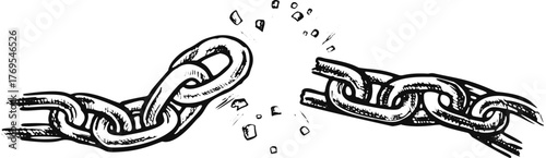 Broken chain silhouette symbol of freedom