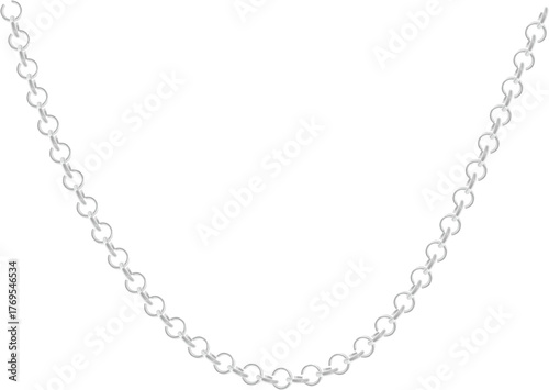 Silver chain necklace isolated on black background