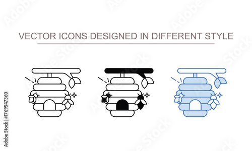 Beehive icon set with white background