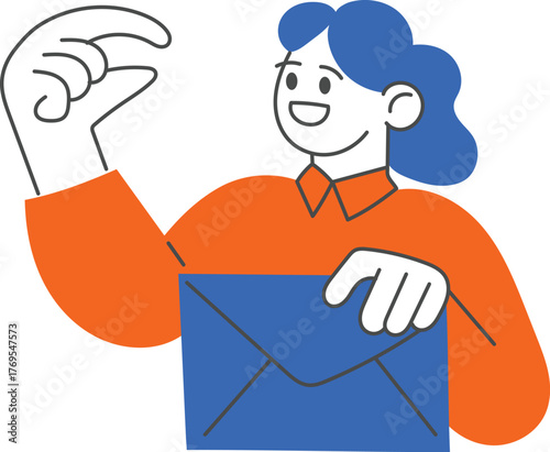 office character cartoon receiving mail message envelope information