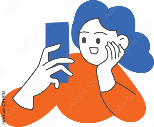 office character cartoon women with mobile phone online