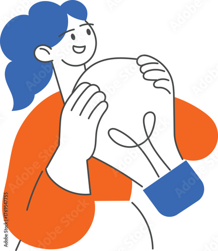 office character cartoon women idea innovation worker