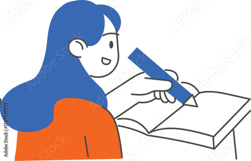 office character cartoon business writing notebook women