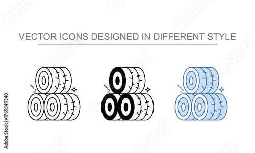 Hay Bale icon set with white background