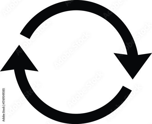 Simple black circular arrow icon with clockwise rotation on transparent background