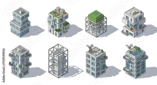 Modern Isometric Eco-Friendly Building Design