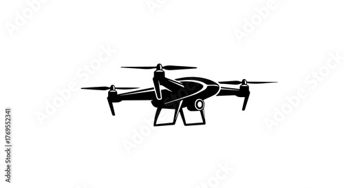 Stylized Silhouette of Modern Quadcopter Drone with Mounted Camera