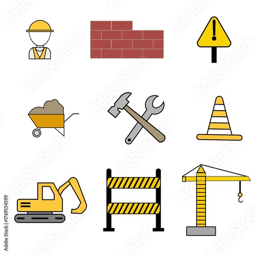 construction icons set
