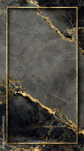 Elegant Dark Marble Background with Gold Veins and Textured Surface for Luxury Design Projects