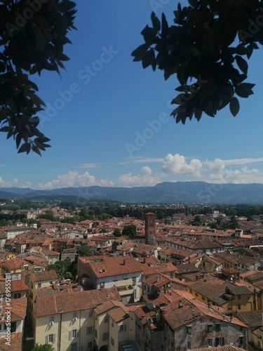 city sight view from above in Lucca, Italy