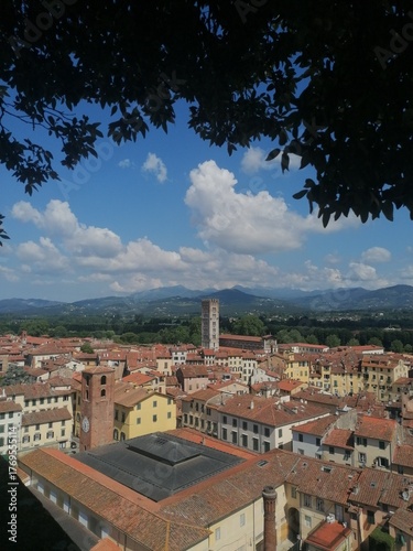 city sight view from above in Lucca, Italy