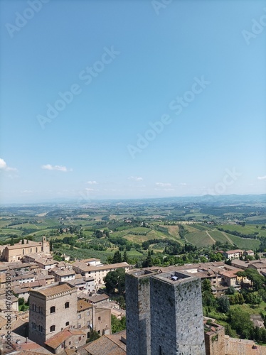 san gimignano's landscape with houses and fields