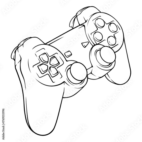 game controller vector line art hand drawn illustration