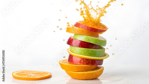 Fresh Fruit punch with splash isolated on white background