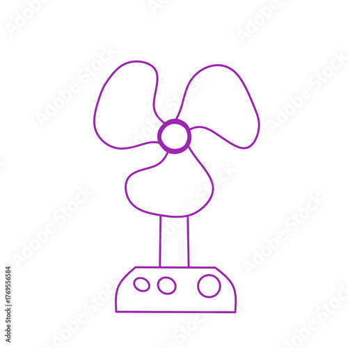 Cooling Breeze: A simple, sleek line drawing of an electric fan, ready to provide a refreshing gust of air. This minimalist illustration conveys a sense of comfort and relief.