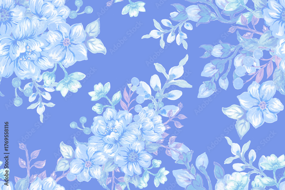 Fototapeta premium Vintage seamless floral pattern. Liberty style background botanical bouquet foliage leaf