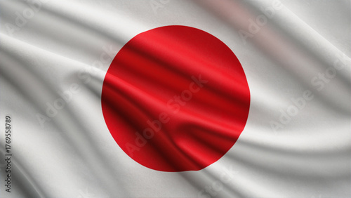 Free Download Detailed, close-up image of the Japanese flag with soft, flowing waves and satin texture - GFXLoad