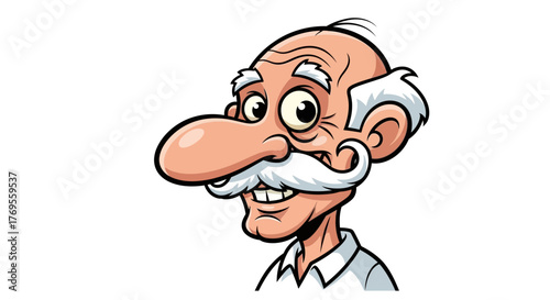 Caricature of an elderly man with a distinctive nose and expressive eyes character design