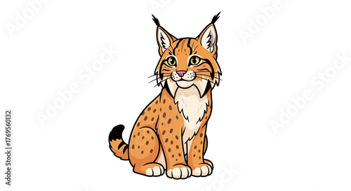 Charming cartoon lynx illustration with vivid colors and distinctive features presenting cute