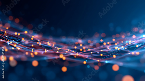 Neural network lines digital technology background. Big data and data science 75207688 1