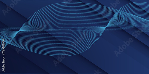 3D abstract background with paper cut shapes. Vector design layout for business presentations, flyers, posters and invitations. Blue carving art with line stripes modern shiny element